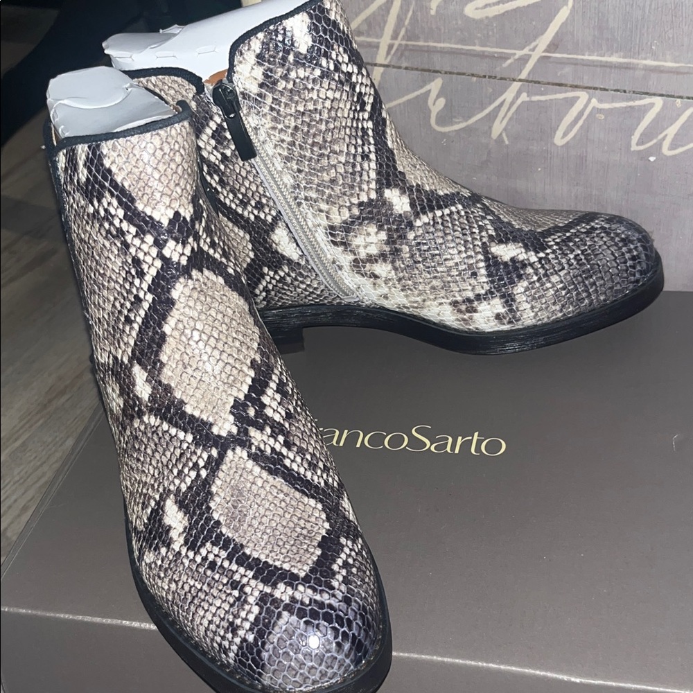 Franco Sarto Snake Print Ankle Booties - Picture 2 of 6